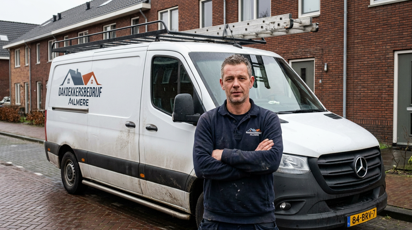 Dakdekker Almere voor een bedrijfsbus in een woonwijk in Almere